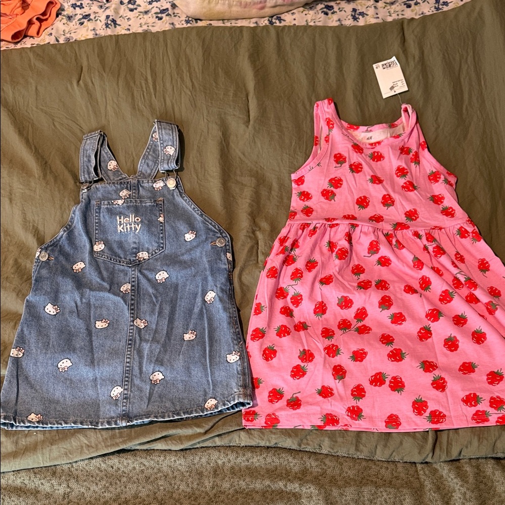 H&M Hello Kitty Denim and Pink Strawberry Dress Set